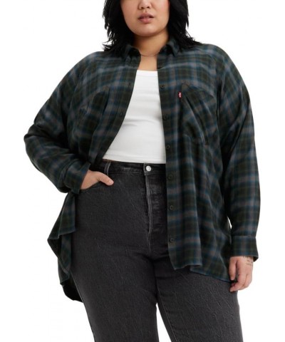 Women's Harrison Raglan Shirt (Standard and Plus) Linda Plaid Blackened Pearl $17.91 Blouses