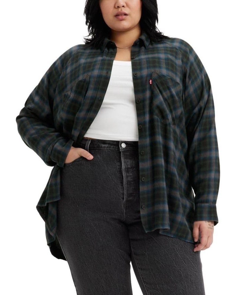 Women's Harrison Raglan Shirt (Standard and Plus) Linda Plaid Blackened Pearl $17.91 Blouses