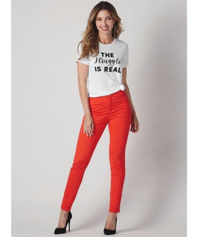 Womens High Waisted Stretch Skinny Jean Available in 17 Colors and Plus Size Poppy Red $21.96 Jeans