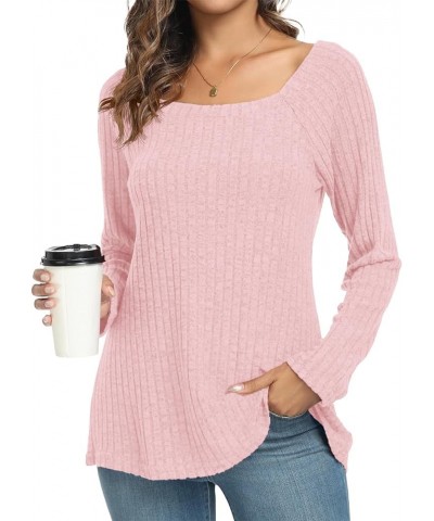 2023 Women's Long Sleeve Tunic Top Soft Comfortable Casual Cute TShirts Basic Loose Blouses 05 Pink $11.39 Tops