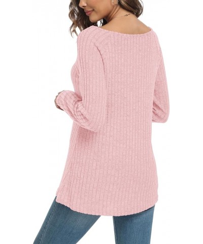 2023 Women's Long Sleeve Tunic Top Soft Comfortable Casual Cute TShirts Basic Loose Blouses 05 Pink $11.39 Tops