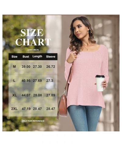 2023 Women's Long Sleeve Tunic Top Soft Comfortable Casual Cute TShirts Basic Loose Blouses 05 Pink $11.39 Tops