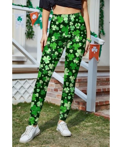 St. Patrick's Day Women's Irish Green Shamrock Leggings Green Clover $13.05 Leggings