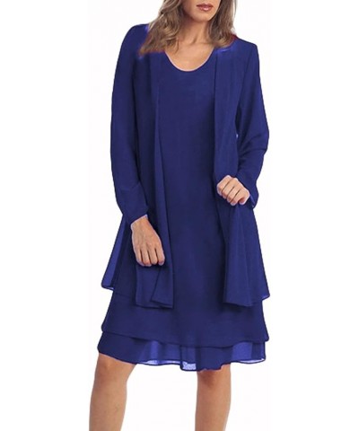 Women Plus Size 2 Piece Lace Cardigan Chiffon Maxi Dresses Set 3/4 Sleeve High Low Hem Long Wedding Party Dress 06-navy $9.64...