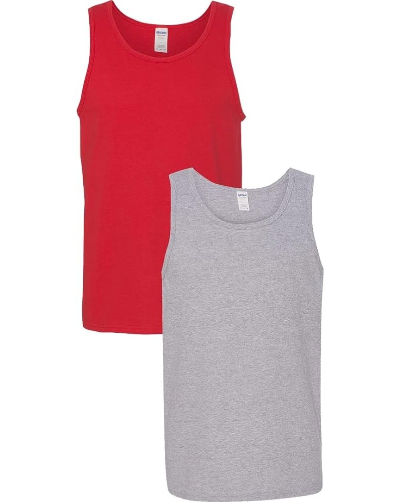 5200 - Heavy Cotton Tank Top Red/Sport Grey $8.93 Shirts