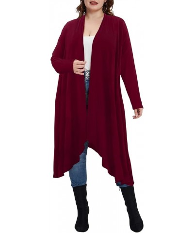 Plus Size Cardigan for Women Solid Color/Star/Plaid/Striped Open Front Tops XL-5XL A56n-long Red $18.01 Sweaters