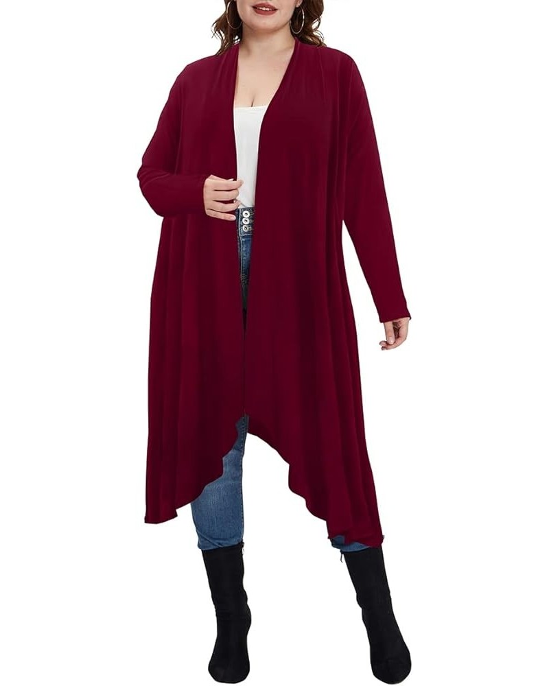 Plus Size Cardigan for Women Solid Color/Star/Plaid/Striped Open Front Tops XL-5XL A56n-long Red $18.01 Sweaters