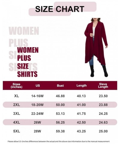 Plus Size Cardigan for Women Solid Color/Star/Plaid/Striped Open Front Tops XL-5XL A56n-long Red $18.01 Sweaters