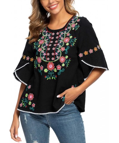 Womens Girls Embroidered Peasant Tops Mexican Bohemian Blouses 1703bk $10.25 Blouses