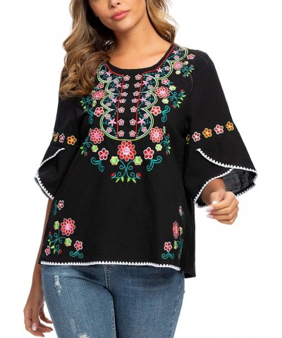 Womens Girls Embroidered Peasant Tops Mexican Bohemian Blouses 1703bk $10.25 Blouses