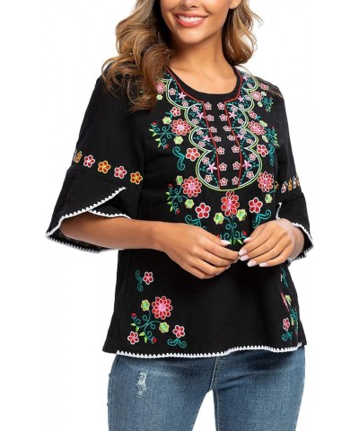 Womens Girls Embroidered Peasant Tops Mexican Bohemian Blouses 1703bk $10.25 Blouses