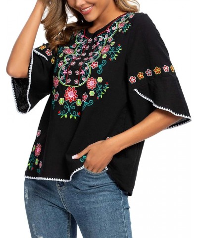 Womens Girls Embroidered Peasant Tops Mexican Bohemian Blouses 1703bk $10.25 Blouses