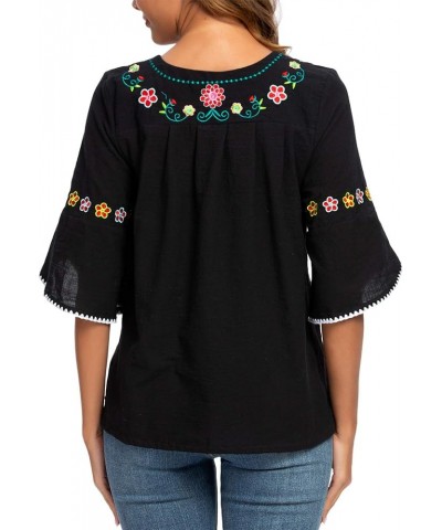 Womens Girls Embroidered Peasant Tops Mexican Bohemian Blouses 1703bk $10.25 Blouses