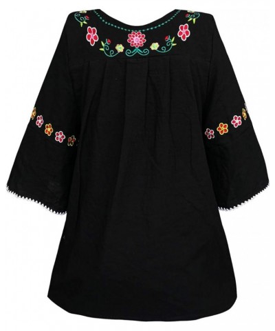 Womens Girls Embroidered Peasant Tops Mexican Bohemian Blouses 1703bk $10.25 Blouses