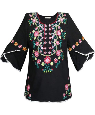 Womens Girls Embroidered Peasant Tops Mexican Bohemian Blouses 1703bk $10.25 Blouses