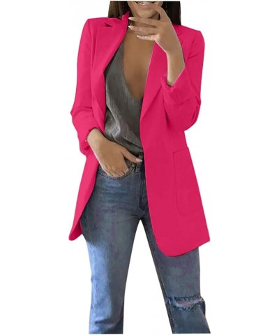 Blazers for Women Business Casual, Plus Size Blazer, Long Sleeve Open Front Lapel Collar Office Blazer Jacket A06-hot Pink $1...