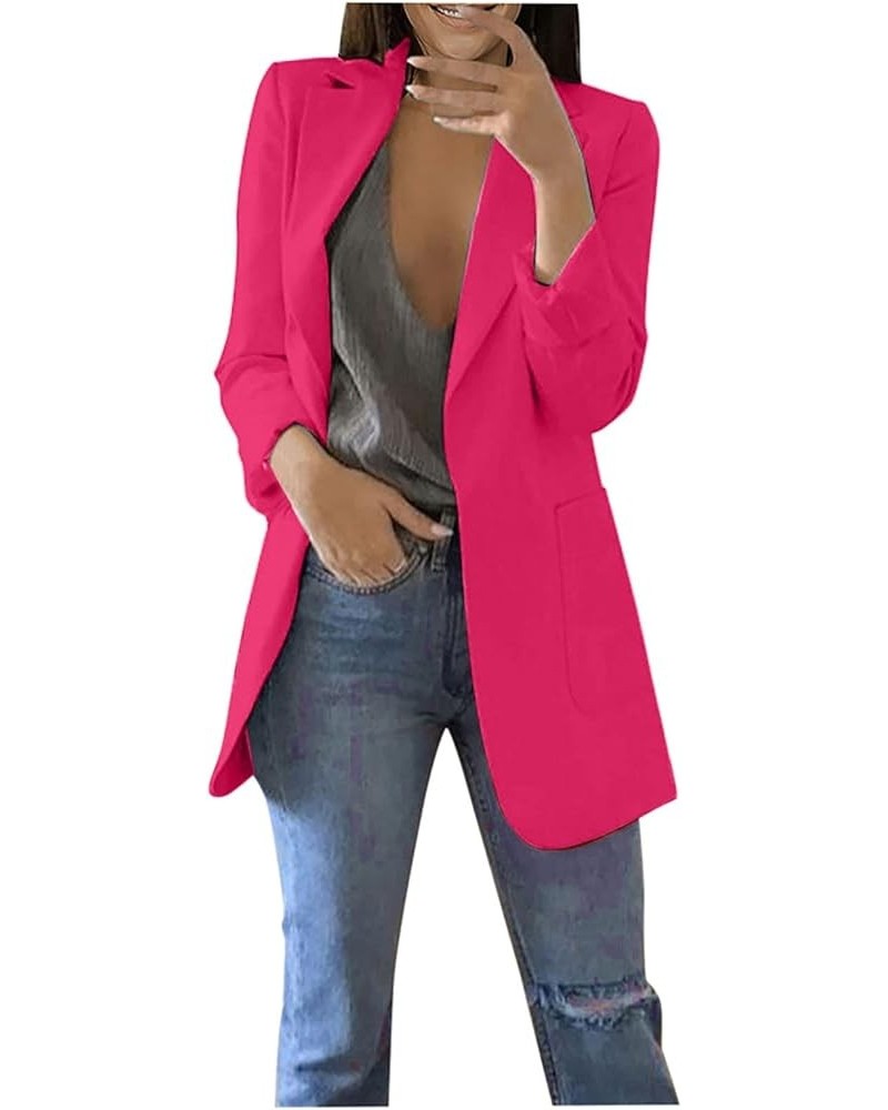 Blazers for Women Business Casual, Plus Size Blazer, Long Sleeve Open Front Lapel Collar Office Blazer Jacket A06-hot Pink $1...