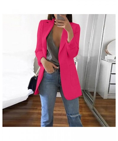 Blazers for Women Business Casual, Plus Size Blazer, Long Sleeve Open Front Lapel Collar Office Blazer Jacket A06-hot Pink $1...