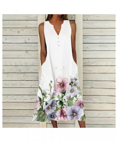 Beach Dresses for Women 2024 Vacation Floral Print Sleeveless Sundress Casual V Neck Flowy Plus Size Summer Dresses 06-purple...