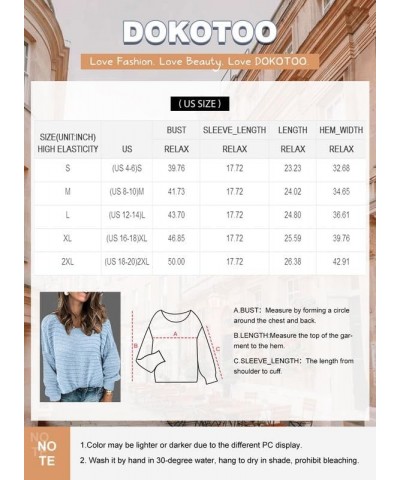 Womens Ribbed Knit Textured Drop Shoulder Long Sleeve Crew Neck Pullover Sweaters Sky Blue $19.37 Sweaters