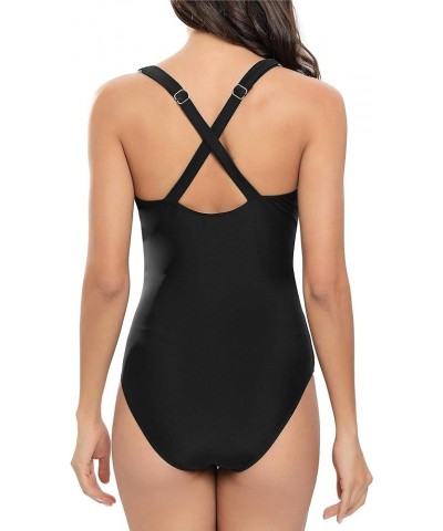 Women's One Piece Swimsuit Tummy Control Adjustable Bathing Suits Slimming Ruched Swimwear Black $15.36 Swimsuits