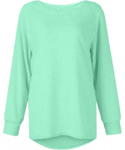 Oversized Sweaters for Women Casual Crewneck Fuzzy Fleece Pullover Shirt Fall Lightweight Shaggy Long Sleeve Tops 06-green $1...