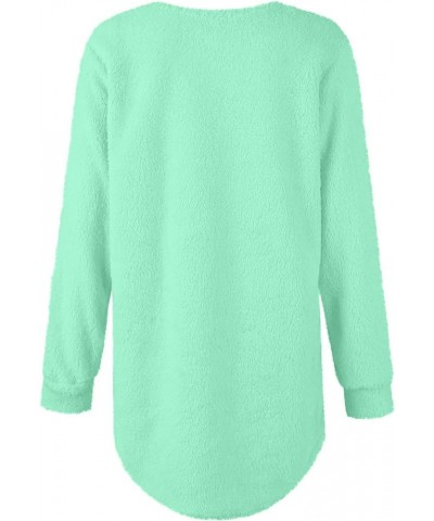 Oversized Sweaters for Women Casual Crewneck Fuzzy Fleece Pullover Shirt Fall Lightweight Shaggy Long Sleeve Tops 06-green $1...