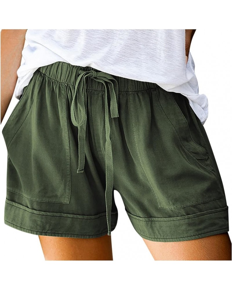 Womens Casual Dressy High Waist 6 Pockets Cargo Shorts 2024 Spring Fashion Hiking Outdoor Lounge Shorts X1-army Green $8.13 S...