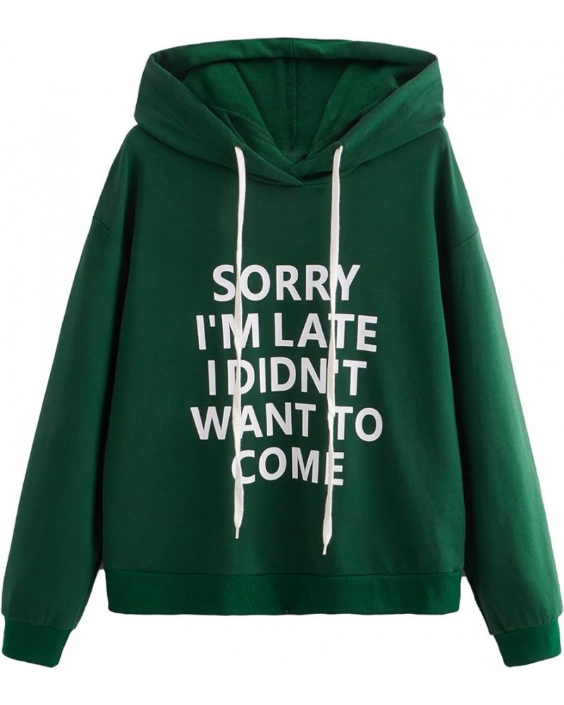 Sweatshirt Women's Pullover Sweatshirt Hoodie Dark Green $17.50 Activewear