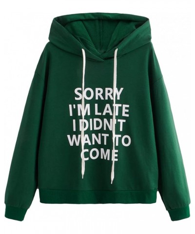 Sweatshirt Women's Pullover Sweatshirt Hoodie Dark Green $17.50 Activewear