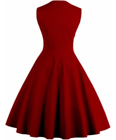 Vintage 1950s Plus Size Retro Rockabilly Pinup Cocktail Party Swing Dress Wine Red $19.43 Dresses