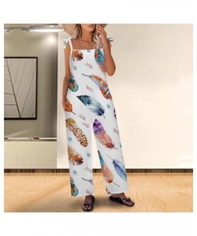 Women's Jumpsuits 2023 Ethnic Style Patchwork Printed Button Up Jumpsuit with Straps Trousers Overalls Multicolor-1 $9.17 Ove...