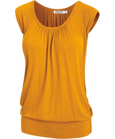 Women's Scoop Neck Short Sleeve Solid/Print/Dip-Dye Sweetheart Top S-3XL Plus Size Wt1054_mustard $13.54 Sweaters