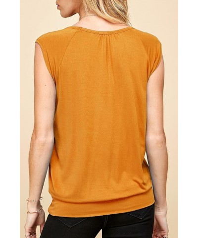 Women's Scoop Neck Short Sleeve Solid/Print/Dip-Dye Sweetheart Top S-3XL Plus Size Wt1054_mustard $13.54 Sweaters