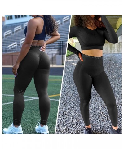 Butt Lifting Leggings for Women Booty High Waisted Workout Yoga Pants Scrunch Butt Gym Seamless Booty Tight (C-seamless)-blac...