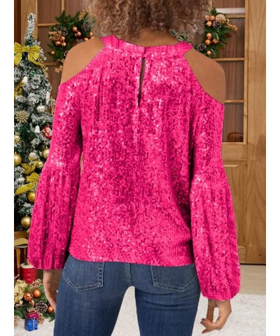 Sequin Tops Women Sparkle Party Night Long Sleeve Tops Cold Shoulder Crew Tunic Short Sleeve Tops Concert Outfit Pink $23.39 ...