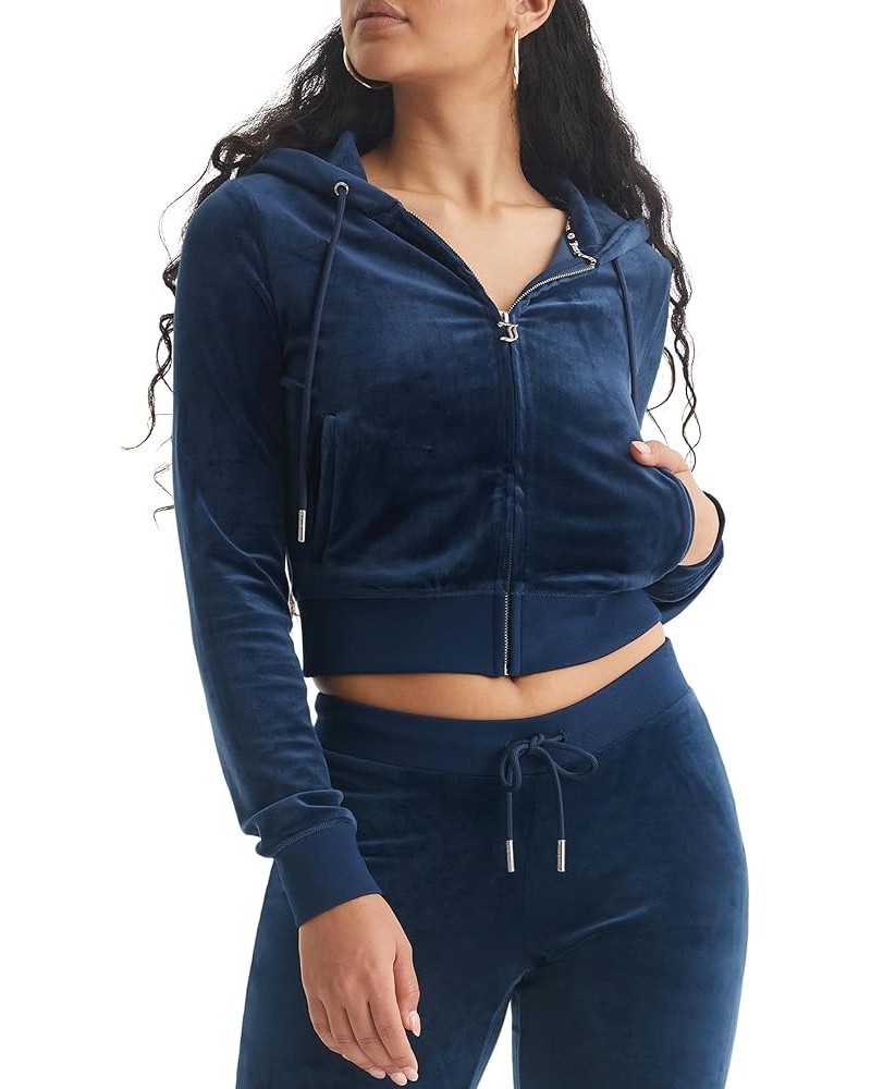 Women's C Solid Classic Juicy Hoodie with Back Bling Regal Blue $40.90 Hoodies & Sweatshirts