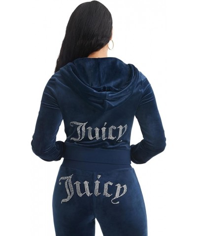 Women's C Solid Classic Juicy Hoodie with Back Bling Regal Blue $40.90 Hoodies & Sweatshirts