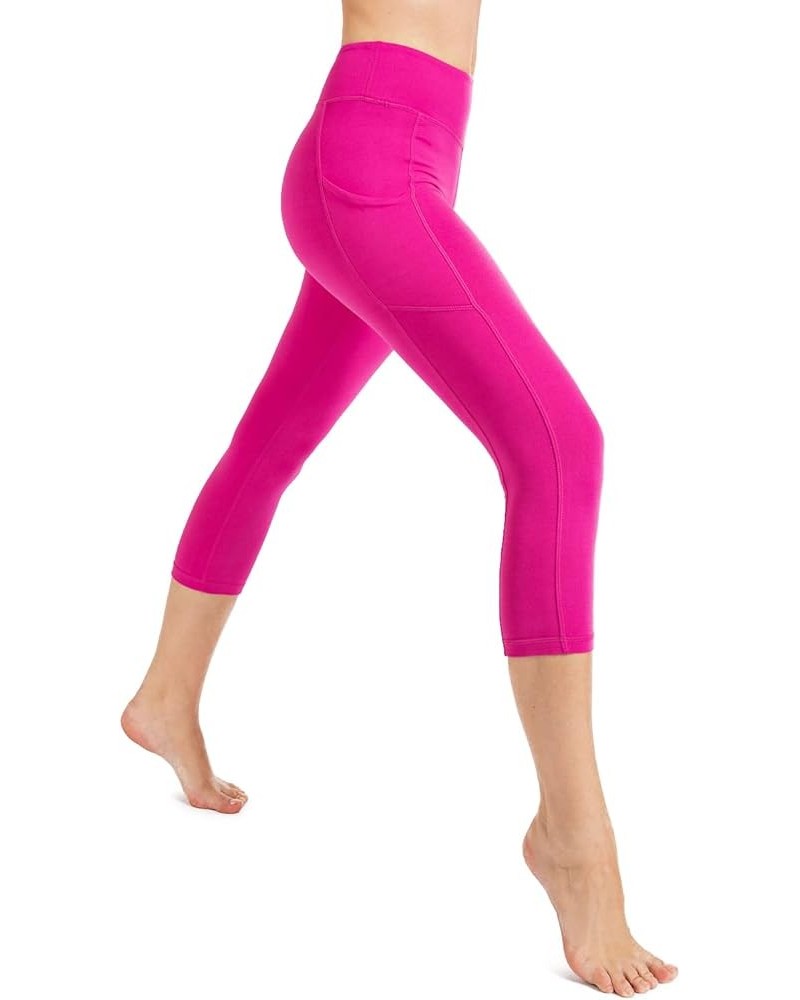 Women's High Waisted Buttery Super Soft Capri Length Activewear Leggings with Side Pockets (S-3X) Raspberry $9.98 Activewear