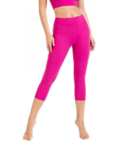 Women's High Waisted Buttery Super Soft Capri Length Activewear Leggings with Side Pockets (S-3X) Raspberry $9.98 Activewear