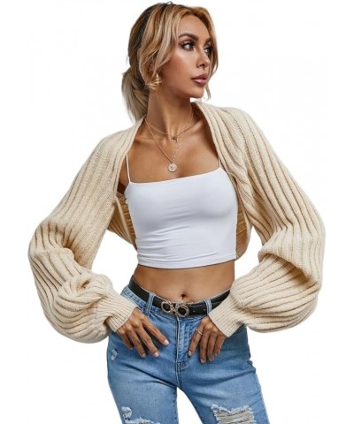 Sweaters for Women Fall Fashion 2023 Open Front Ribbed Knit Cropped Cardigan Without Camisole Long Sleeve Sweater Apricot $21...