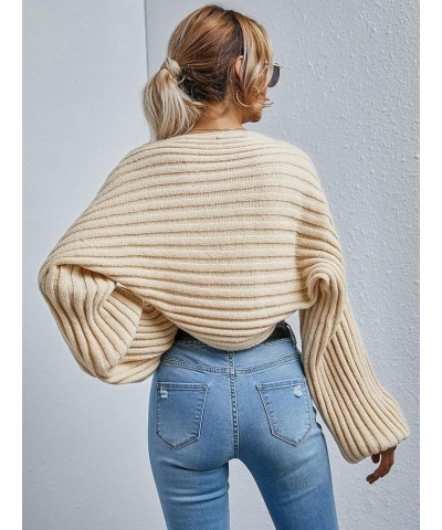 Sweaters for Women Fall Fashion 2023 Open Front Ribbed Knit Cropped Cardigan Without Camisole Long Sleeve Sweater Apricot $21...