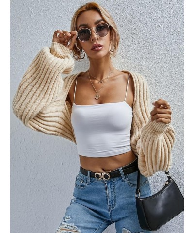 Sweaters for Women Fall Fashion 2023 Open Front Ribbed Knit Cropped Cardigan Without Camisole Long Sleeve Sweater Apricot $21...