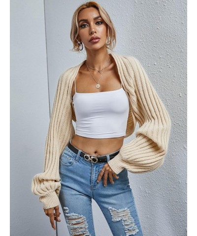 Sweaters for Women Fall Fashion 2023 Open Front Ribbed Knit Cropped Cardigan Without Camisole Long Sleeve Sweater Apricot $21...