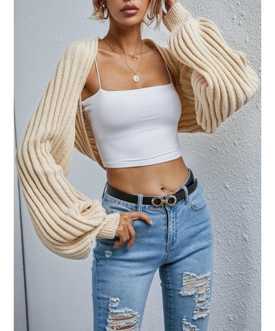 Sweaters for Women Fall Fashion 2023 Open Front Ribbed Knit Cropped Cardigan Without Camisole Long Sleeve Sweater Apricot $21...