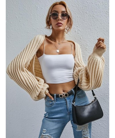 Sweaters for Women Fall Fashion 2023 Open Front Ribbed Knit Cropped Cardigan Without Camisole Long Sleeve Sweater Apricot $21...