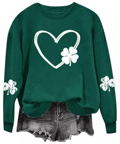 Saint Patricks Day Shirts Women 2024 Shamrock Tops 3/4 Sleeve Crewneck Slim Fit Shirts H019 Green $10.44 Socks