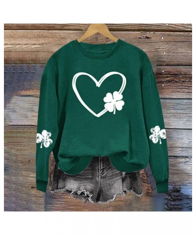 Saint Patricks Day Shirts Women 2024 Shamrock Tops 3/4 Sleeve Crewneck Slim Fit Shirts H019 Green $10.44 Socks