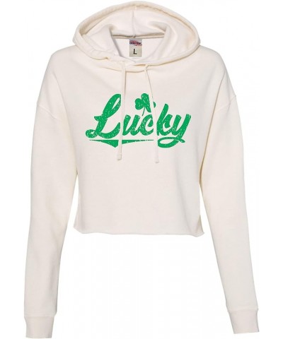 Womens Lucky Shamrock St. Patrick's Day Cropped Hooded Sweatshirt Bone $18.95 Hoodies & Sweatshirts