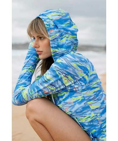 Women's Hoodie Rash Guard UV Sun Protection Long Sleeve Hooded Swim Shirts Full Zip Front Swimsuit Tops Green/Blue $23.50 Swi...